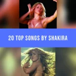 20 Top Songs by Shakira Two concert photographs of Shakira performing