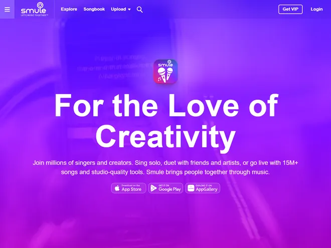 Screenshot of www.smule.com